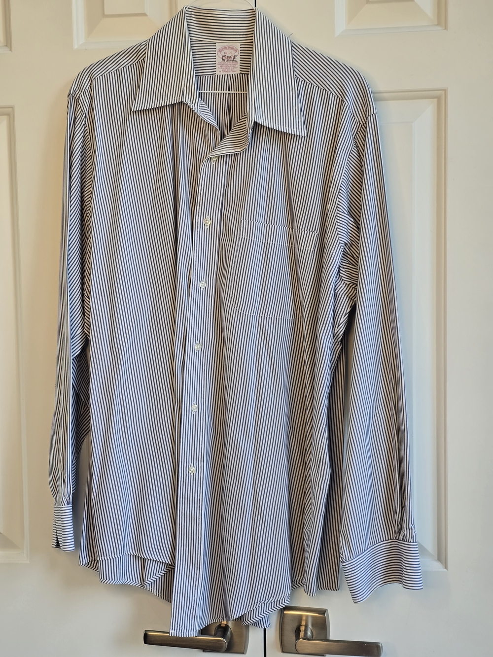 Brooks Brothers Navy and White Pinstripe Dress Shirt